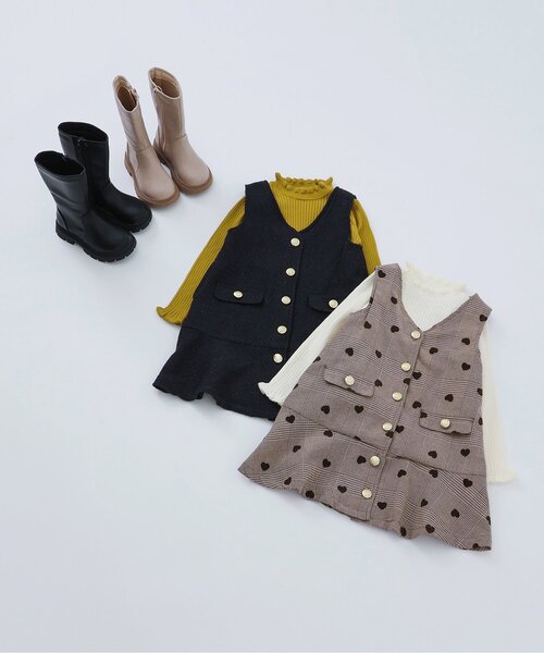 apres les cours（アプレレクール）の「マリンジャンパースカート（ジャンパースカート・キッズ・ブラック/チェック・80/90/100/110/120/130/140）」の7枚目の写真