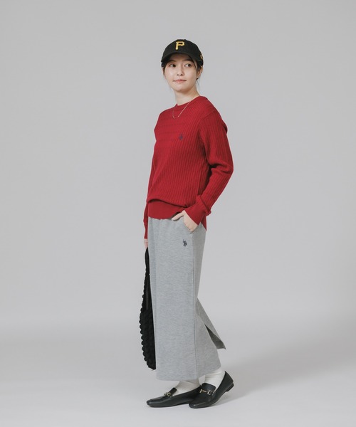 U.S. POLO ASSN.(ユーエスポロアッスン)の「U.S. POLO ASSN./ユーエスポロアッスン バックスリット スウェット生地スカート(スカート・レディース・スミクロ/ネイビー/杢グレー・M/L)」の16枚目の写真