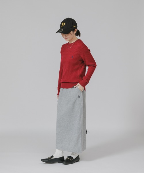 U.S. POLO ASSN.(ユーエスポロアッスン)の「U.S. POLO ASSN./ユーエスポロアッスン バックスリット スウェット生地スカート(スカート・レディース・スミクロ/ネイビー/杢グレー・M/L)」の15枚目の写真