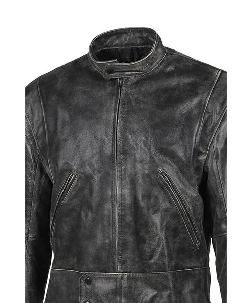 PROJECT G/R ダークグレー シングルライダースジャケット DISTRESSED LEATHER BIKER JACKET（その他アウター）｜PROJECT GR