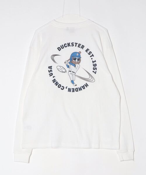 CORPUS　SELECT（コーパストーキョー）の「【DUCKSTER/ダックスター】 ピグメント加工 バックプリント ワッフル ロンT（Tシャツ/カットソー・メンズ・ホワイト系1/ブラック/ブラック系1/ホワイト/ブルー系1/ダークブルー・M/L/XL）」の7枚目の写真