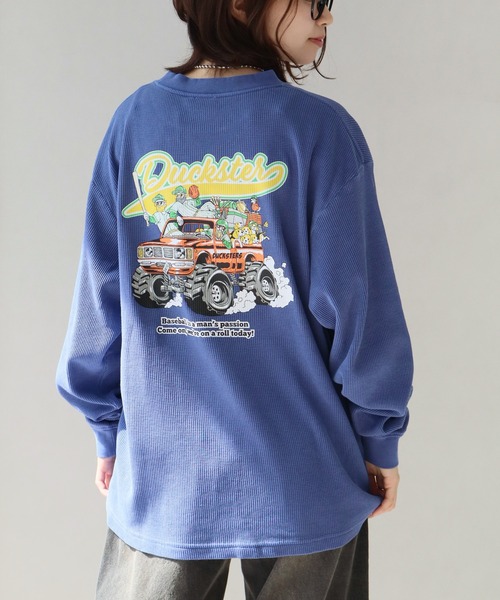 CORPUS　SELECT（コーパストーキョー）の「【DUCKSTER/ダックスター】 ピグメント加工 バックプリント ワッフル ロンT（Tシャツ/カットソー・メンズ・ホワイト系1/ブラック/ブラック系1/ホワイト/ブルー系1/ダークブルー・M/L/XL）」の5枚目の写真