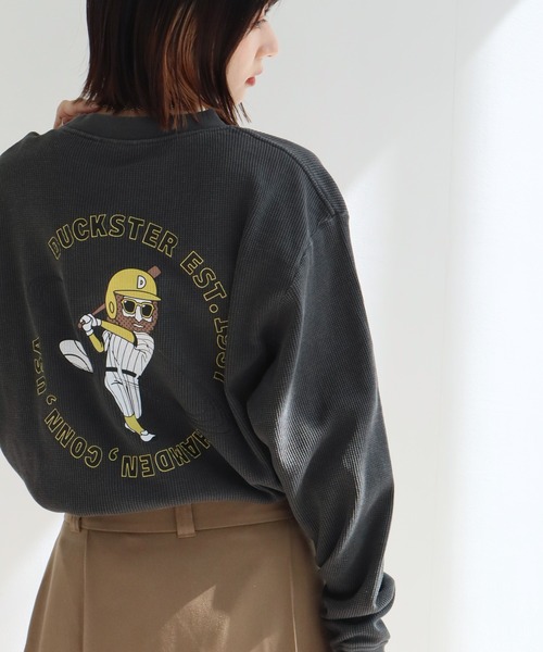 CORPUS　SELECT（コーパストーキョー）の「【DUCKSTER/ダックスター】 ピグメント加工 バックプリント ワッフル ロンT（Tシャツ/カットソー・メンズ・ホワイト系1/ブラック/ブラック系1/ホワイト/ブルー系1/ダークブルー・M/L/XL）」の16枚目の写真