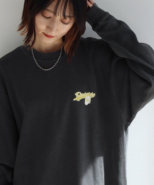 CORPUS　SELECT（コーパストーキョー）の「【DUCKSTER/ダックスター】 ピグメント加工 バックプリント ワッフル ロンT（Tシャツ/カットソー・メンズ・ホワイト系1/ブラック/ブラック系1/ホワイト/ブルー系1/ダークブルー・M/L/XL）」の15枚目の写真