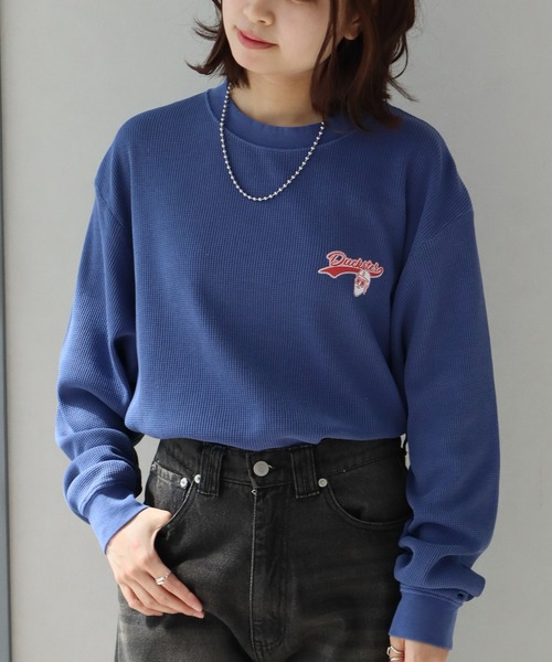 CORPUS　SELECT（コーパストーキョー）の「【DUCKSTER/ダックスター】 ピグメント加工 バックプリント ワッフル ロンT（Tシャツ/カットソー・メンズ・ホワイト系1/ブラック/ブラック系1/ホワイト/ブルー系1/ダークブルー・M/L/XL）」の20枚目の写真