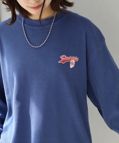 CORPUS　SELECT（コーパストーキョー）の「【DUCKSTER/ダックスター】 ピグメント加工 バックプリント ワッフル ロンT（Tシャツ/カットソー・メンズ・ホワイト系1/ブラック/ブラック系1/ホワイト/ブルー系1/ダークブルー・M/L/XL）」の21枚目の写真