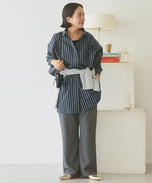 AMERICAN HOLIC(アメリカンホリック)の「イージーケアオーバーチュニックシャツ(シャツ/ブラウス・レディース・ストライプ/チャコールグレー/ブルー系その他4・FREE)」の10枚目の写真