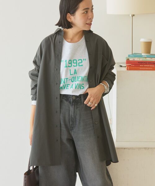 AMERICAN HOLIC(アメリカンホリック)の「イージーケアオーバーチュニックシャツ(シャツ/ブラウス・レディース・ストライプ/チャコールグレー/ブルー系その他4・FREE)」の15枚目の写真