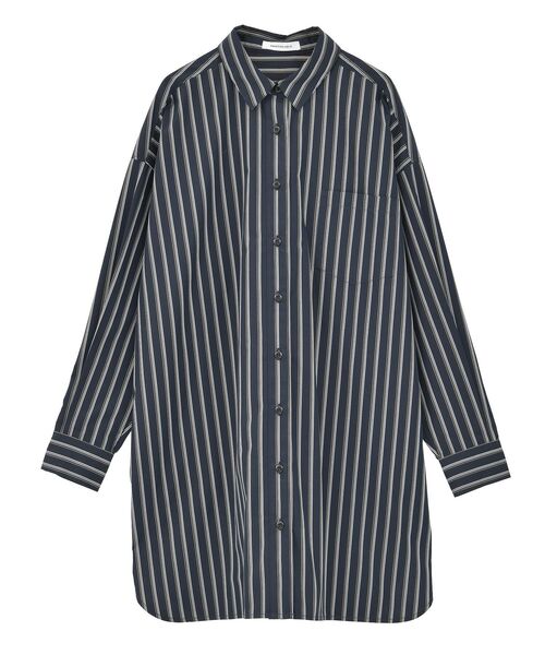 AMERICAN HOLIC(アメリカンホリック)の「イージーケアオーバーチュニックシャツ(シャツ/ブラウス・レディース・ストライプ/チャコールグレー/ブルー系その他4・FREE)」の5枚目の写真
