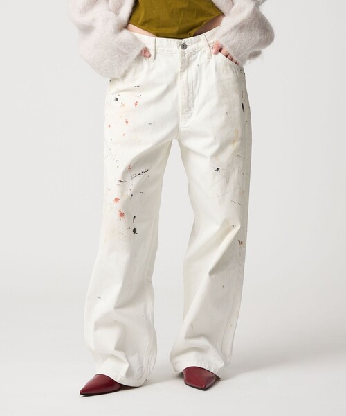 ROKU×kurry ホワイトデニムパンツ 6（ロク）の「＜kurry × 6(ROKU)＞WHITE DENIM PRINT PANTS/パンツ Ψ