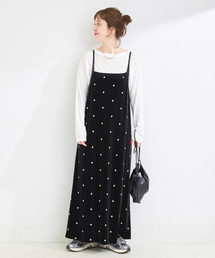 《追加5》【WEB限定】手洗い可 / ベロアフラワー刺繍ワンピース