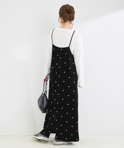 追加5》【WEB限定】手洗い可 / ベロアフラワー刺繍ワンピース