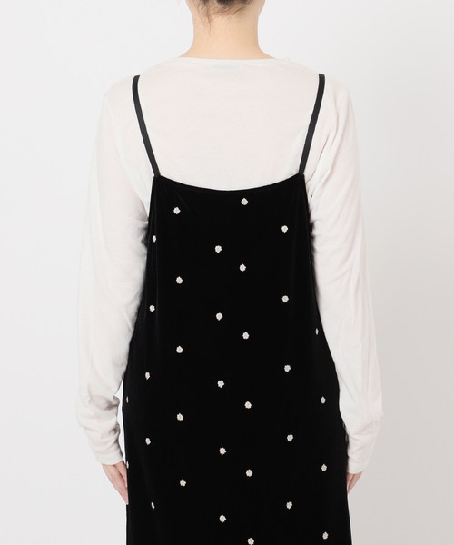 追加5》【WEB限定】手洗い可 / ベロアフラワー刺繍ワンピース