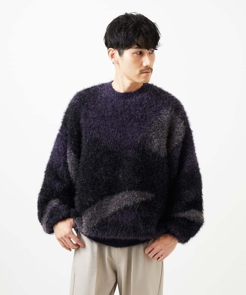 MK MICHEL KLEIN HOMME （エムケーミッシェルクランオム）の「マーブルシャギーニット（ニット/セーター・メンズ・ブラック・ONESIZE）」の4枚目の写真