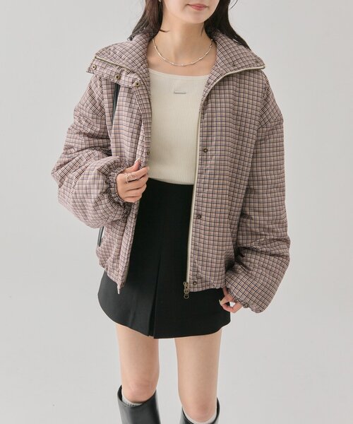 mystic（ミスティック）の「中綿チェックダウン（ダウンジャケット/コート・レディース・ブラウン/ベージュ・FREE）」の13枚目の写真