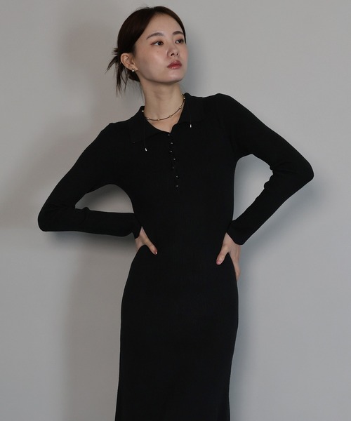 セール】ポロリブニットワンピース（ワンピース）｜J by blue（ジェイ