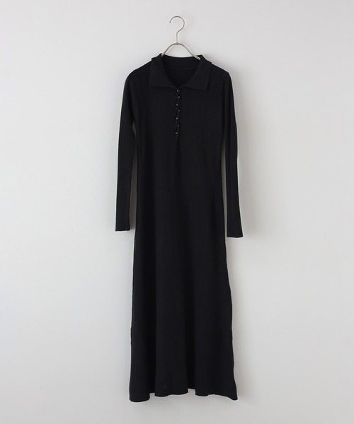 J by blue（ジェイバイブルー）の「ポロリブニットワンピース（ワンピース・レディース・ブラック/チャコールグレー/ベージュ/ブラウン・MEDIUM）」の18枚目の写真