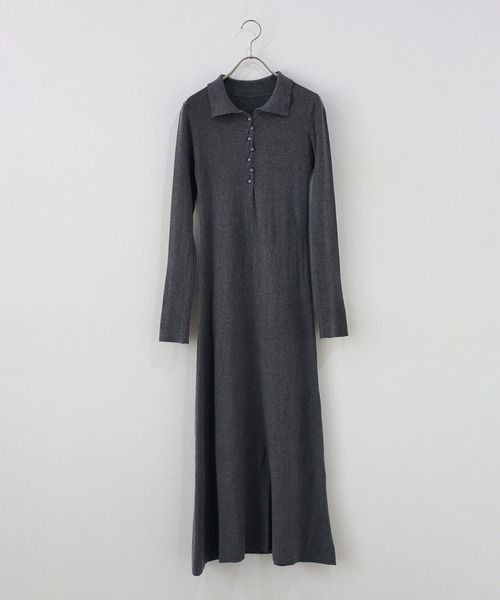 J by blue（ジェイバイブルー）の「ポロリブニットワンピース（ワンピース・レディース・ブラック/チャコールグレー/ベージュ/ブラウン・MEDIUM）」の16枚目の写真