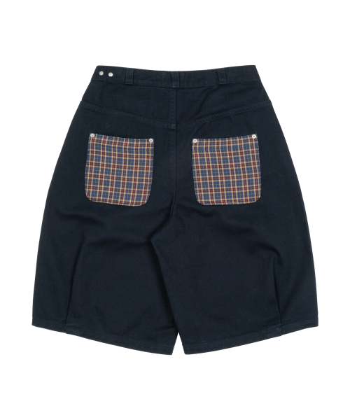 TCM check pocket half pants (navy)