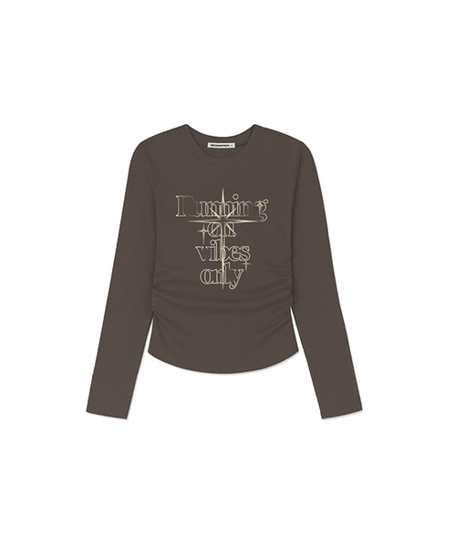 ESCAPEFROM（エスケープフロム）の「ランニングバイブプリントスリムフィットシャーリングロングスリーブ [4色]（Tシャツ/カットソー・レディース・アイボリー/ブラック/ブラウン/ピンク・MEDIUM）」の3枚目の写真