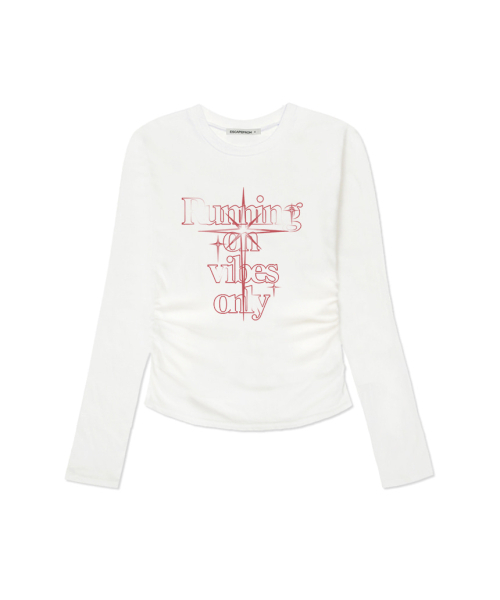 ESCAPEFROM（エスケープフロム）の「ランニングバイブプリントスリムフィットシャーリングロングスリーブ [4色]（Tシャツ/カットソー・レディース・アイボリー/ブラック/ブラウン/ピンク・MEDIUM）」の5枚目の写真