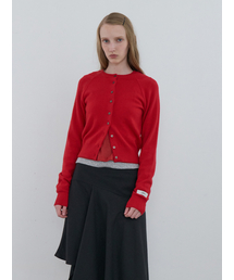 Double Neck Knit Cardigan Red