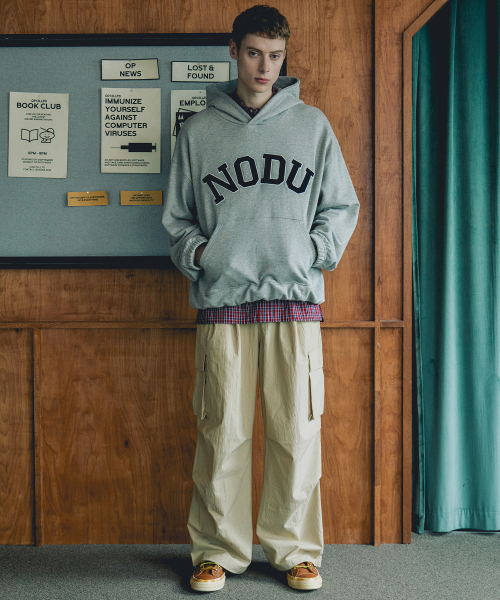 NODU（ノードユー）の「ビッグロゴアップリケフードTシャツ[グレー/ネイビー]（パーカー・メンズ・その他・MEDIUM/LARGE）」の10枚目の写真