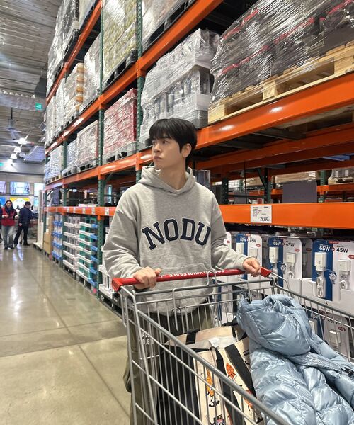 NODU（ノードユー）の「ビッグロゴアップリケフードTシャツ[グレー/ネイビー]（パーカー・メンズ・その他・MEDIUM/LARGE）」の6枚目の写真
