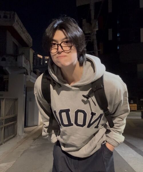 NODU（ノードユー）の「ビッグロゴアップリケフードTシャツ[グレー/ネイビー]（パーカー・メンズ・その他・MEDIUM/LARGE）」の9枚目の写真