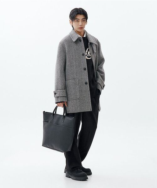 MUSINSA STANDARD（ムシンサスタンダード）の「ブラシドワンタックワイドバンディングパンツ[ブラック]（スラックス・メンズ・その他・36/34/32/30/26/28/40/38/42）」の5枚目の写真