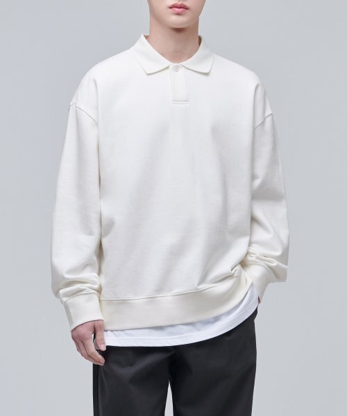 MUSINSA STANDARD（ムシンサスタンダード）の「特大の襟付きスウェットシャツ[クリーム]（スウェット・メンズ・その他・LARGE/X-LARGE/XX-LARGE/XXX-LARGE）」の2枚目の写真