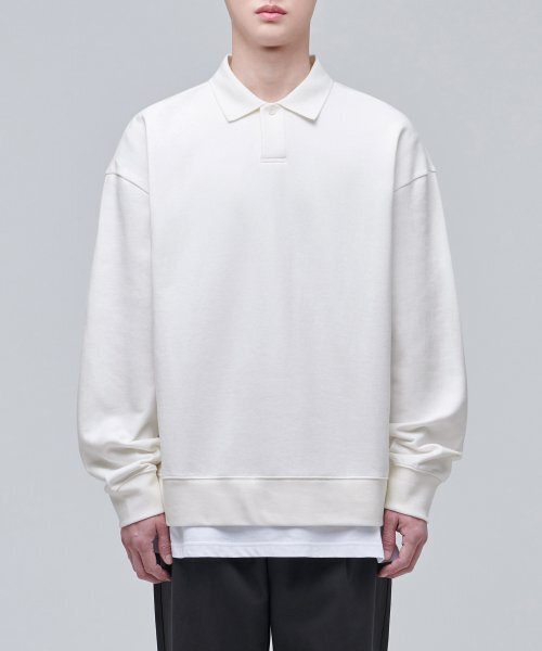 MUSINSA STANDARD（ムシンサスタンダード）の「特大の襟付きスウェットシャツ[クリーム]（スウェット・メンズ・その他・LARGE/X-LARGE/XX-LARGE/XXX-LARGE）」の3枚目の写真