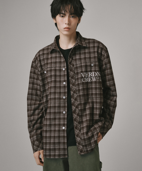 Verdnt（バーダント）の「オーバーサイズポケット刺繍チェックシャツ[ブラウン]（シャツ/ブラウス・レディース・その他・SMALL/MEDIUM/LARGE）」の20枚目の写真