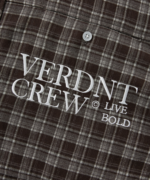 Verdnt（バーダント）の「オーバーサイズポケット刺繍チェックシャツ[ブラウン]（シャツ/ブラウス・レディース・その他・SMALL/MEDIUM/LARGE）」の13枚目の写真