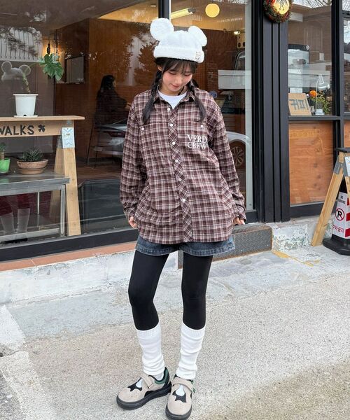 Verdnt（バーダント）の「オーバーサイズポケット刺繍チェックシャツ[ブラウン]（シャツ/ブラウス・レディース・その他・SMALL/MEDIUM/LARGE）」の8枚目の写真