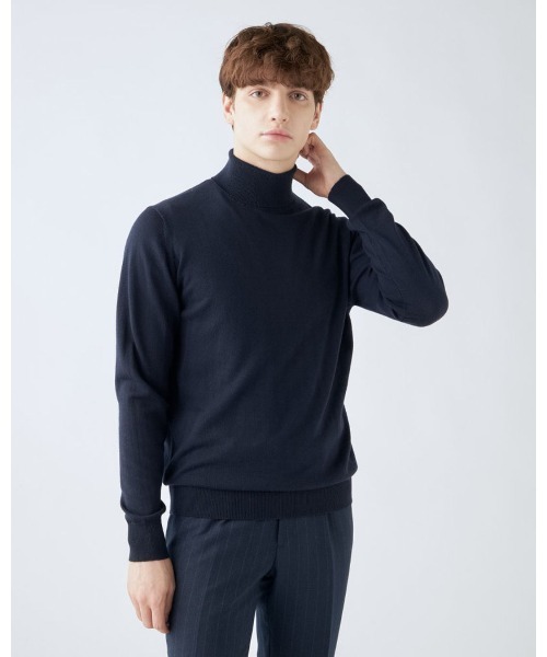 SUIT SELECT（スーツセレクト）の「【おうちで洗える】【RBC】【秋冬】ウールタートルネックニットセーター/ZEGNA BARUFFA（ニット/セーター・メンズ・ホワイト/ネイビー/パープル/ブラック/グレー・MEDIUM/LARGE/X-LARGE）」の5枚目の写真