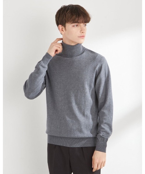 SUIT SELECT（スーツセレクト）の「【おうちで洗える】【RBC】【秋冬】ウールタートルネックニットセーター/ZEGNA BARUFFA（ニット/セーター・メンズ・ホワイト/ネイビー/パープル/ブラック/グレー・MEDIUM/LARGE/X-LARGE）」の4枚目の写真