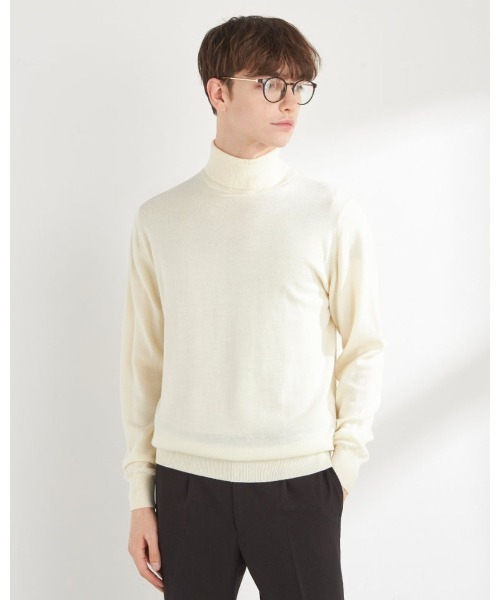 SUIT SELECT（スーツセレクト）の「【おうちで洗える】【RBC】【秋冬】ウールタートルネックニットセーター/ZEGNA BARUFFA（ニット/セーター・メンズ・ホワイト/ネイビー/パープル/ブラック/グレー・MEDIUM/LARGE/X-LARGE）」の2枚目の写真