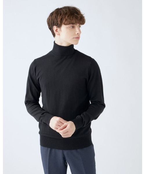 SUIT SELECT（スーツセレクト）の「【おうちで洗える】【RBC】【秋冬】ウールタートルネックニットセーター/ZEGNA BARUFFA（ニット/セーター・メンズ・ホワイト/ネイビー/パープル/ブラック/グレー・MEDIUM/LARGE/X-LARGE）」の3枚目の写真