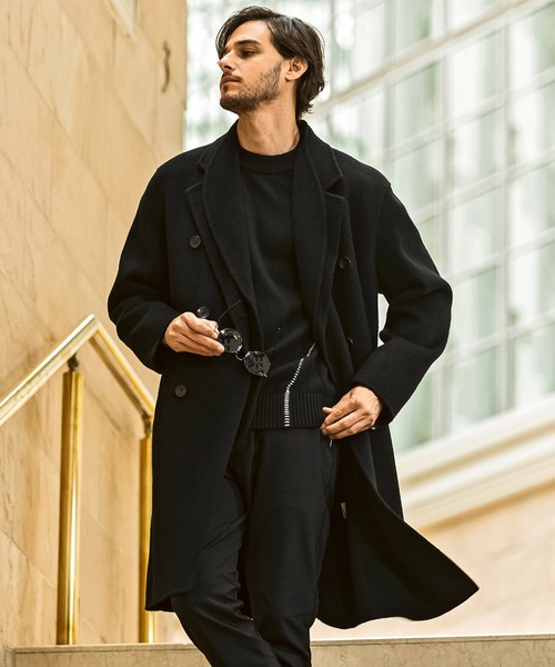AKM Contemporary(エイケイエムコンテンポラリー)の「【WEB・直営店限定】AKM Contemporary(エイケイエムコンテンポラリー)レイヤードカラー ダブルブレスト ロングコート(保温性/軽量)(トレンチコート・メンズ・ブラック/ベージュ・M/L/XL)」の5枚目の写真