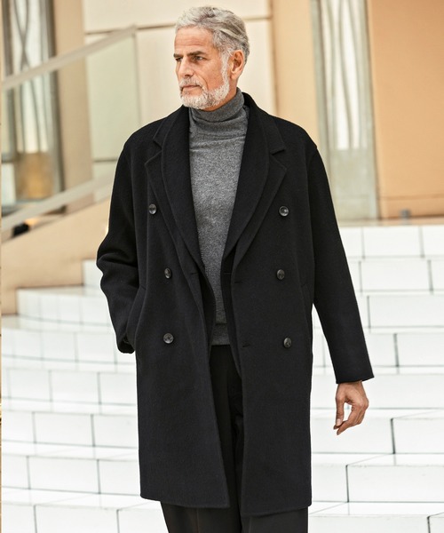 AKM Contemporary(エイケイエムコンテンポラリー)の「【WEB・直営店限定】AKM Contemporary(エイケイエムコンテンポラリー)レイヤードカラー ダブルブレスト ロングコート(保温性/軽量)(トレンチコート・メンズ・ブラック/ベージュ・M/L/XL)」の9枚目の写真