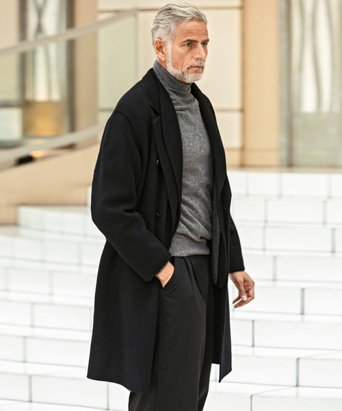 AKM Contemporary(エイケイエムコンテンポラリー)の「【WEB・直営店限定】AKM Contemporary(エイケイエムコンテンポラリー)レイヤードカラー ダブルブレスト ロングコート(保温性/軽量)(トレンチコート・メンズ・ブラック/ベージュ・M/L/XL)」の10枚目の写真