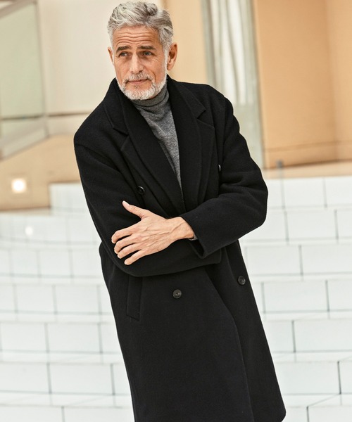 AKM Contemporary(エイケイエムコンテンポラリー)の「【WEB・直営店限定】AKM Contemporary(エイケイエムコンテンポラリー)レイヤードカラー ダブルブレスト ロングコート(保温性/軽量)(トレンチコート・メンズ・ブラック/ベージュ・M/L/XL)」の13枚目の写真