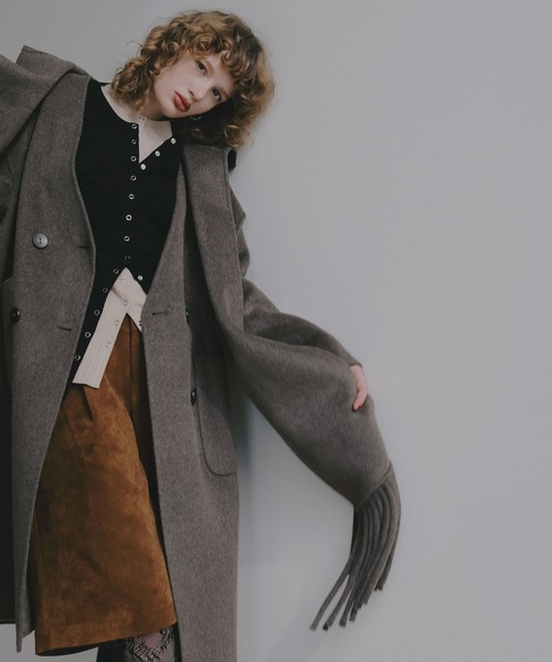 BAYFLOW（ベイフロー）の「【EF(エフ)】リバーフーディーコート（WOMEN）（ノーカラーコート・レディース・ブラウン/チャコール・FREE）」の7枚目の写真