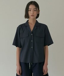 LINGSEOUL（リングソウル）の「bamboo blended pocket blouse-navy（シャツ/ブラウス）」