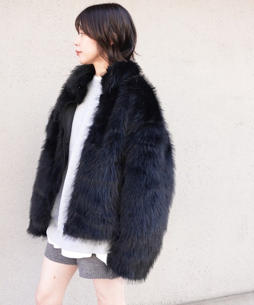 d.i.a. ファー付きブラックジャケット セール】【ZOZO限定】フェイクファージャケット（その他アウター