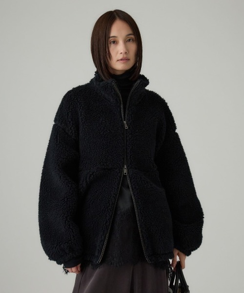 BABYLONE（バビロン）の「ウールボアブルゾン（ブルゾン・レディース・グレイッシュベージュ/ブラック・フリー）」の3枚目の写真