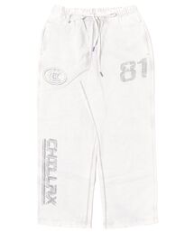 chillax（チラックス）の「【CHILLAX】パウダーブリーチ加工プリント 裏毛ロングパンツ（スウェットパンツ・レディース）」