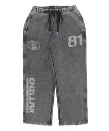 chillax（チラックス）の「【CHILLAX】パウダーブリーチ加工プリント 裏毛ロングパンツ（スウェットパンツ）」