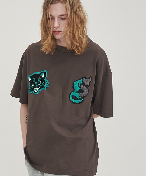 SeeSew(シーソー)の「【UNISEX】NEKOMATA SAGARA TEE/ネコマタサガラTシャツ(Tシャツ/カットソー・メンズ・ホワイト/チャコールグレー/ブラック・L/M)」の3枚目の写真